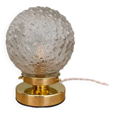 Vintage globe table lamp in molded glass
