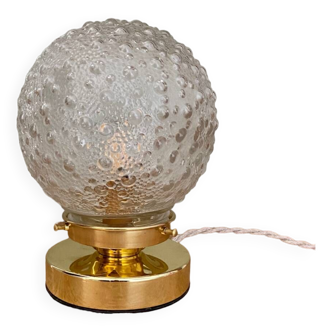 Vintage globe table lamp in molded glass