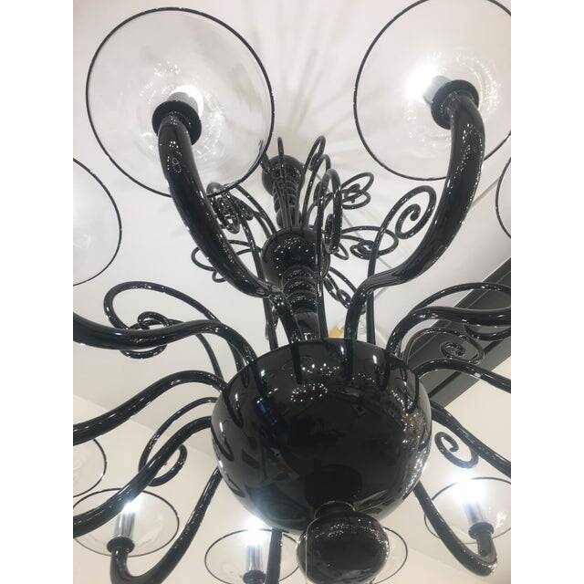 Contemporary Black Curls Murano Glass Chandelier