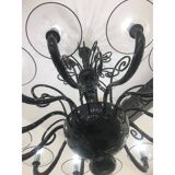 Contemporary Black Curls Murano Glass Chandelier