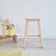 Tabouret de peintre bois blanc - assise bleue