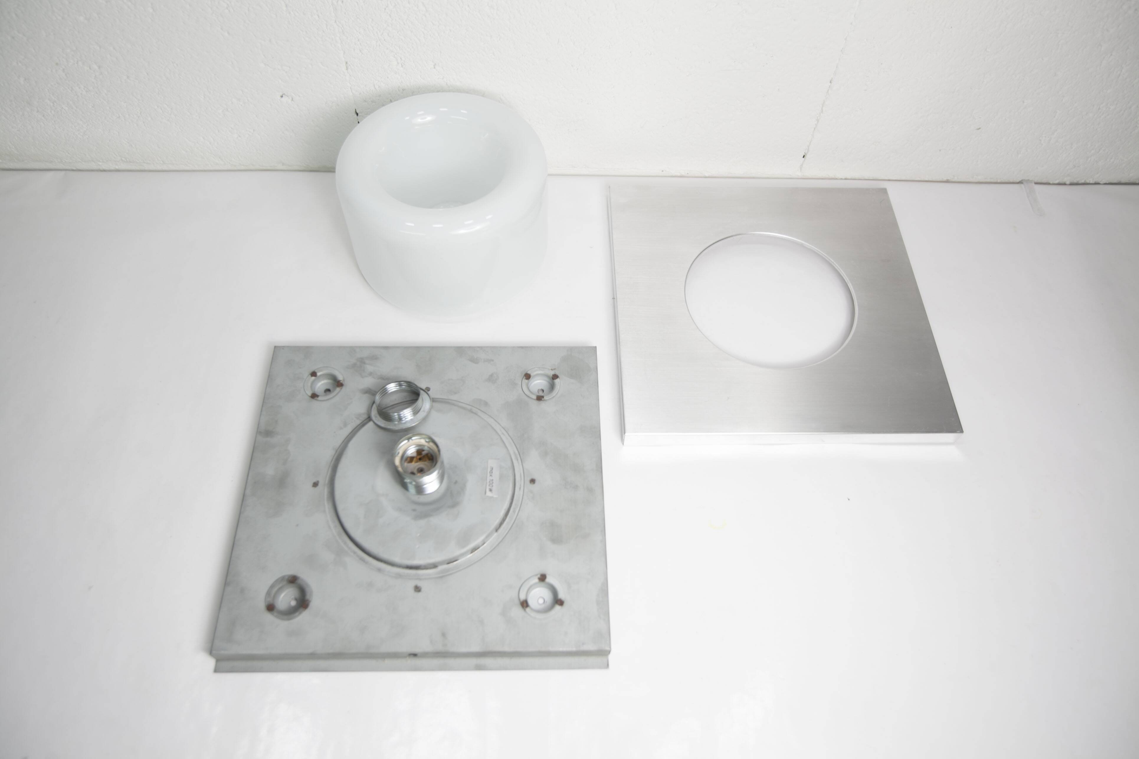 Doria Wall Light 1960 Alu Opaline + chrome LED bulb, Germany