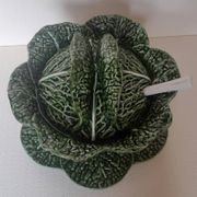Important cabbage soup tureen and its vintage earthenware dish.