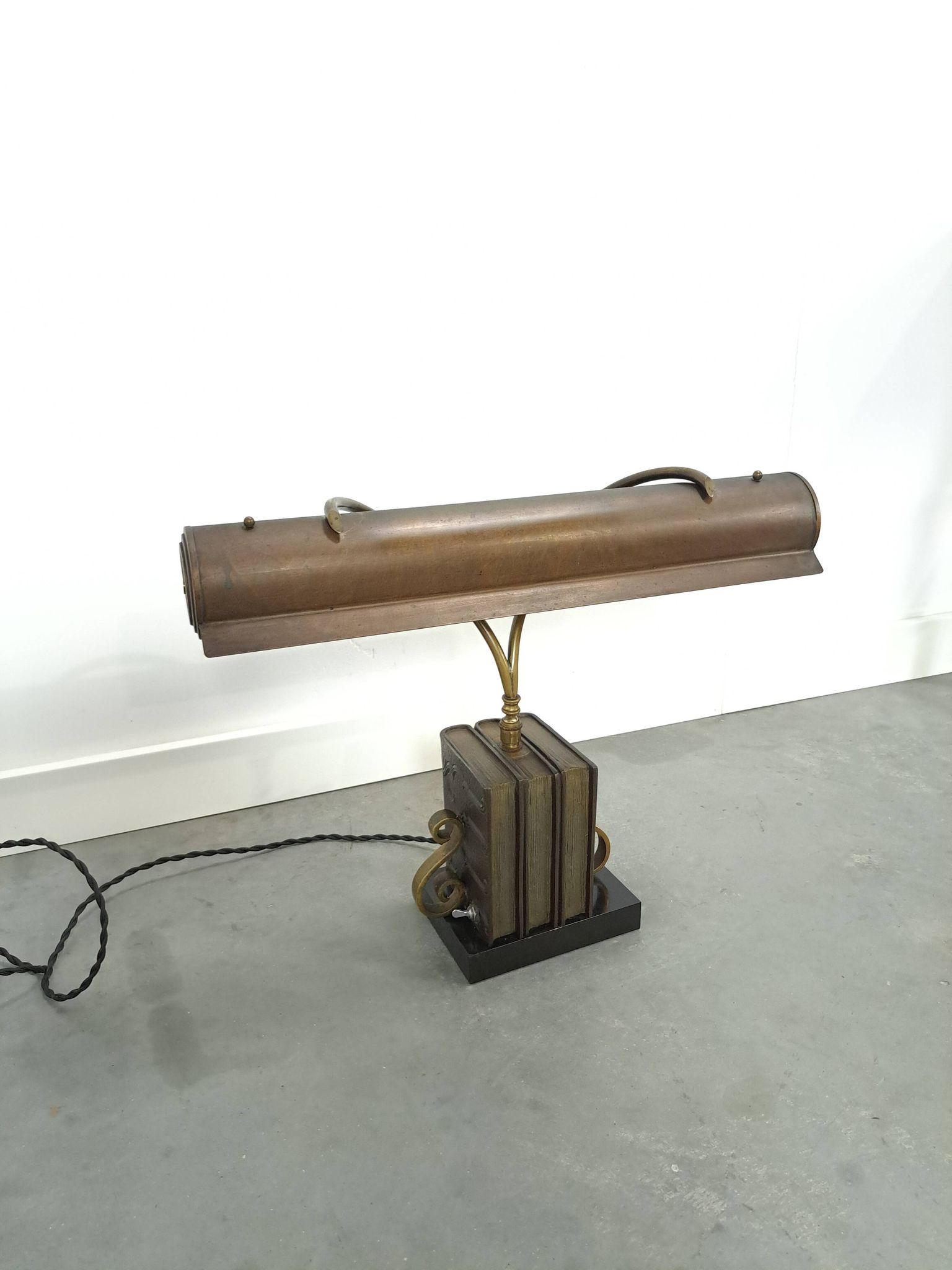 Lampe de bureau en bronze, lampe de banquier