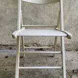 Extra folding chair / garden chair / vintage white lacquered solid wood office chair