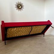 Antique Italian design fabric sofa from the 60s, vintage convertible