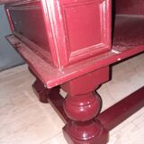 Red lacquered coffee table with marble top