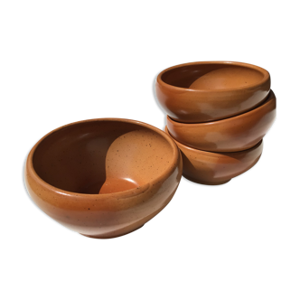 4 brown Digoin sandstone bowls