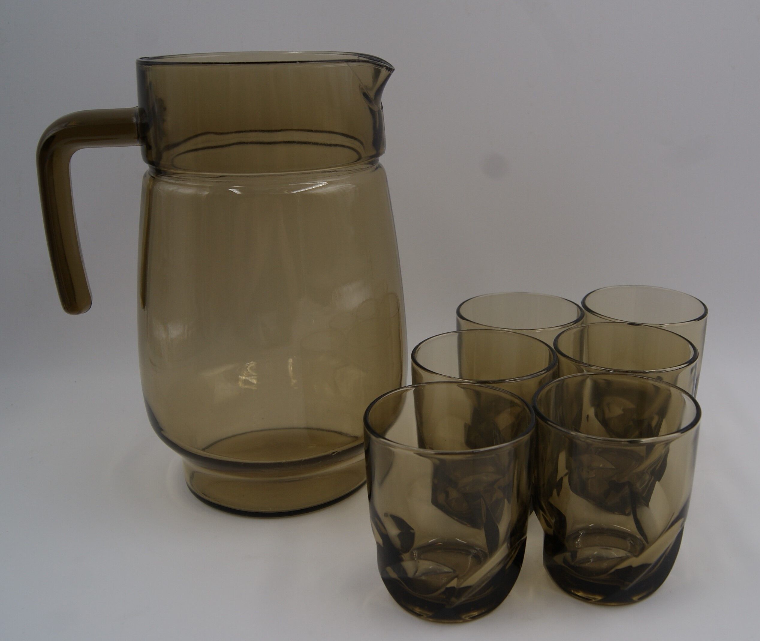 Vintage smoked glass service