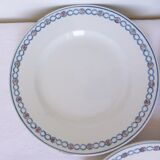 Set of 3 vintage flat plates from the Longwy factory, Floreal model