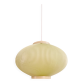 Suspension vintage de forme ovale en celluloïd plissé couleur vert pâle, 1960.