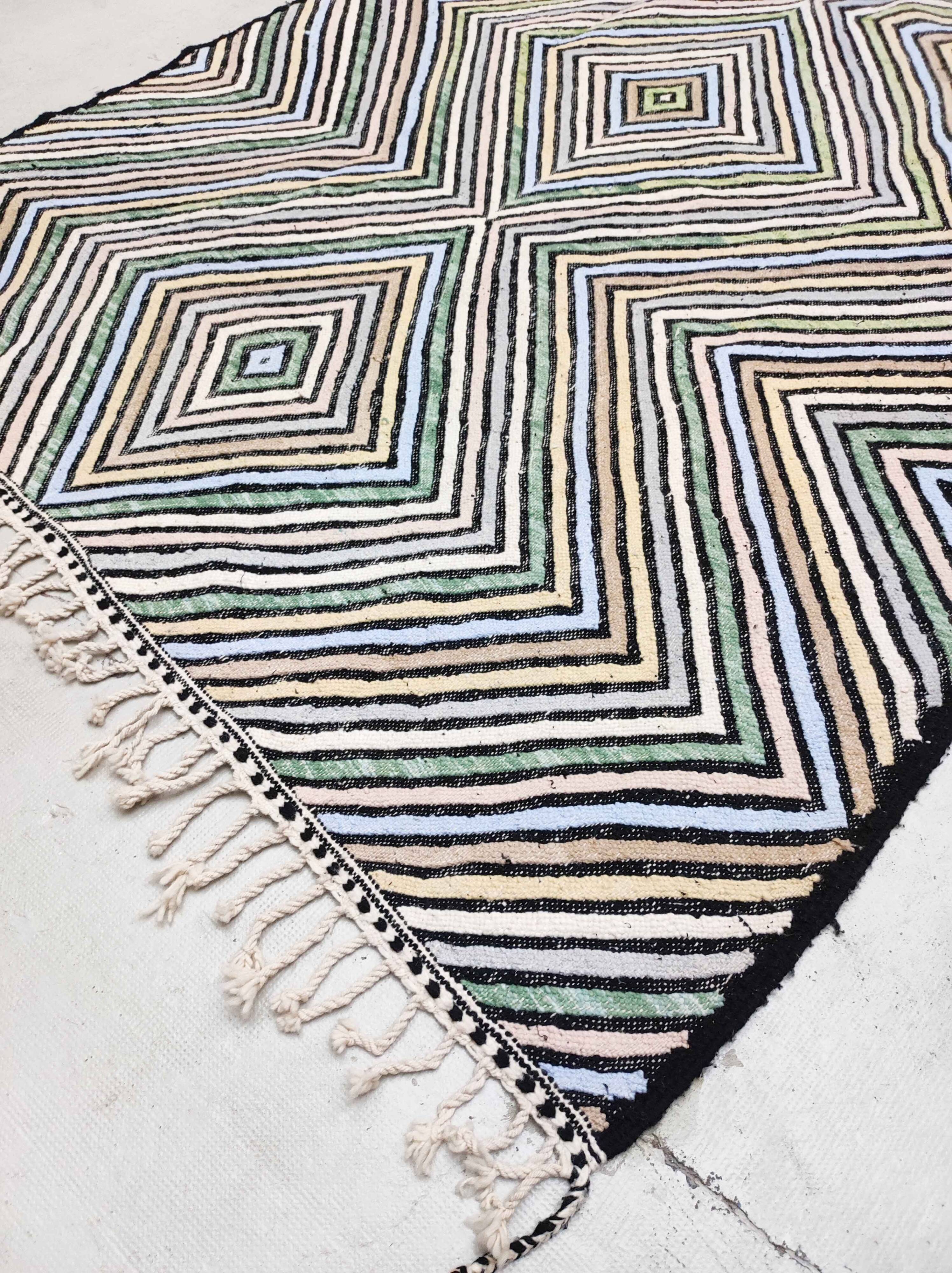 Moroccan Berber kilim Zanafi colorful new 100% wool 3.24x1.97m