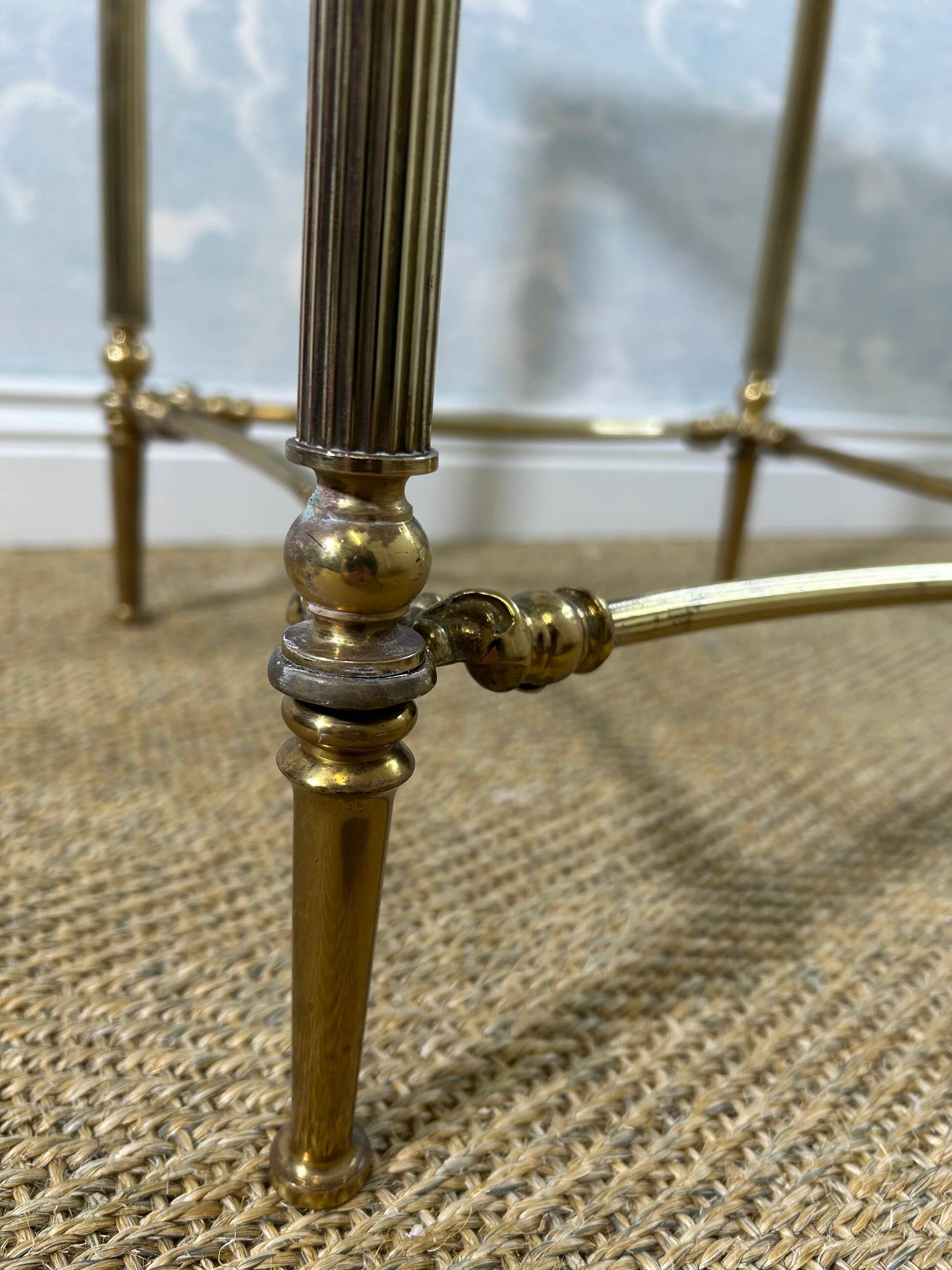 Small side table with a smoked glass top, Hollywood Regency.