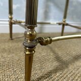 Small side table with a smoked glass top, Hollywood Regency.