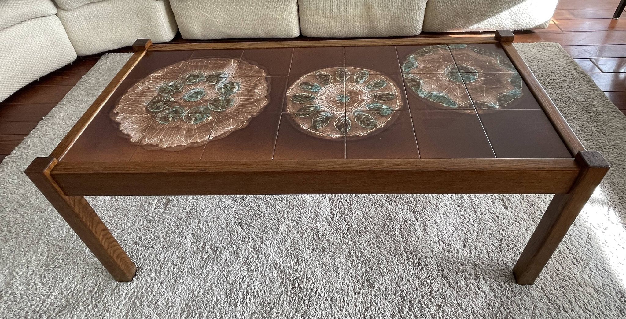 Coffee table in wood and ceramic attributed to Juliette Belarti alias Julien de Covemaeker