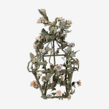 19th century chandelier with porcelain flowers