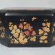 Ancient Japanese large lacquered wooden tea box with 2 tin compartments C99