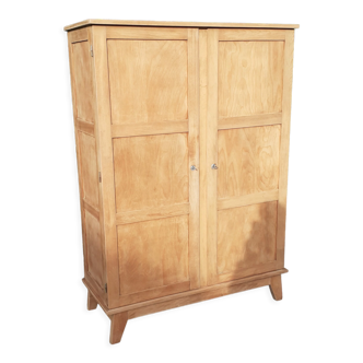Parisian wardrobe 2 doors in beech feet compass year 50 raw wood