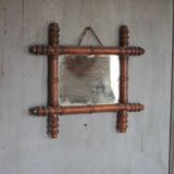 Wooden bamboo imitation mirror, antique mirror, hanging mirror.