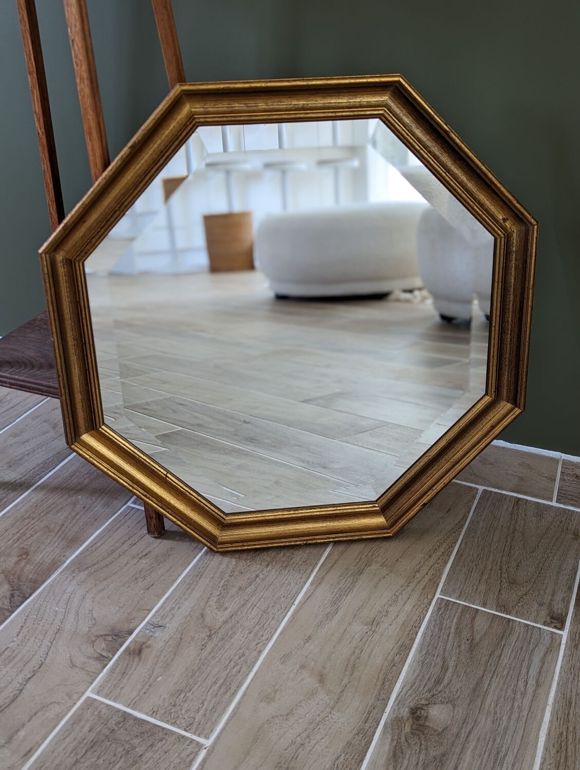 Large octagonal mirror gilded wood - 58*58 cm