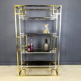 Vintage brass and chrome wall unit, 1970s