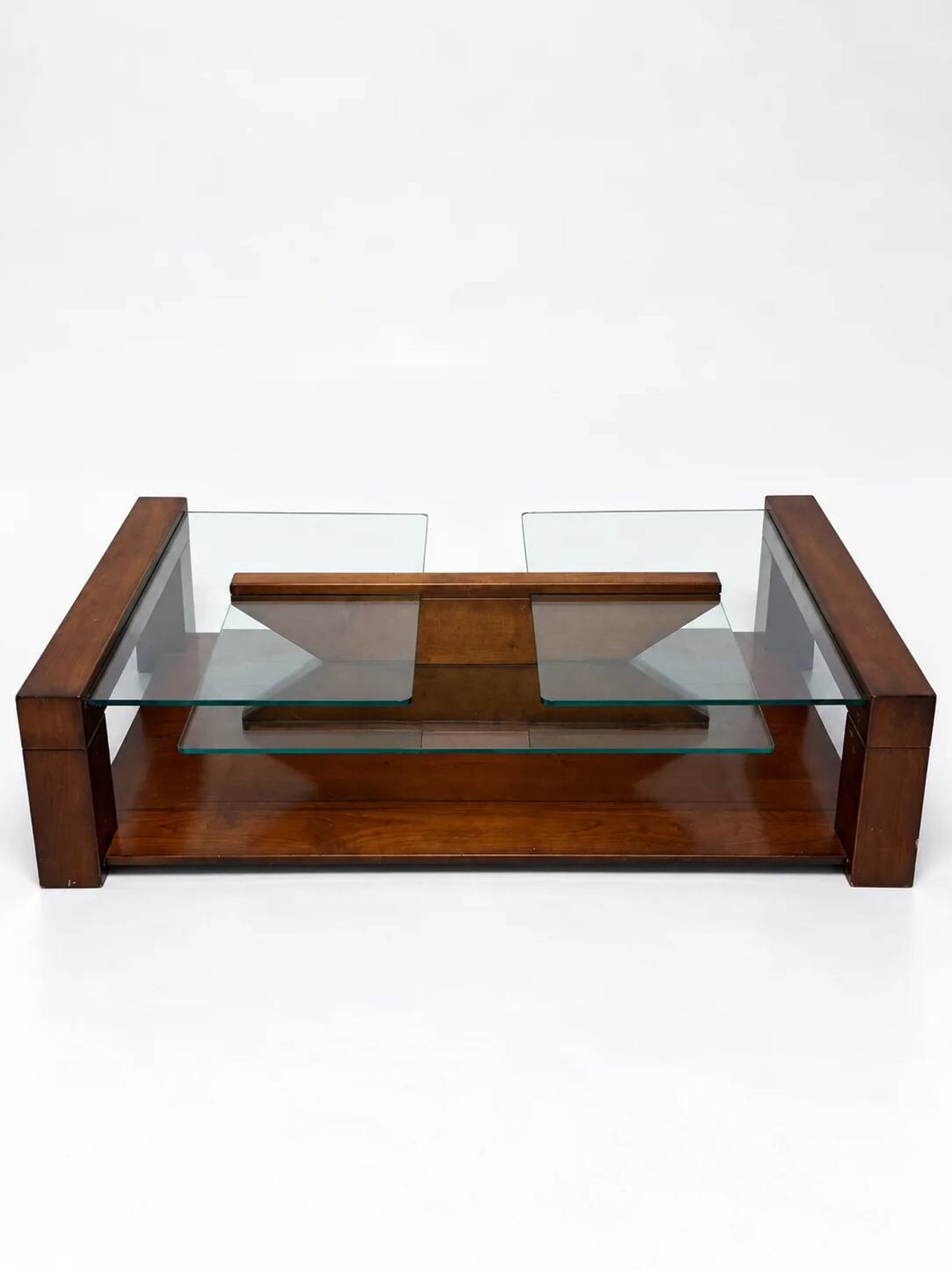 Wood and glass coffee table, 1980s