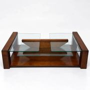 Wood and glass coffee table, 1980s