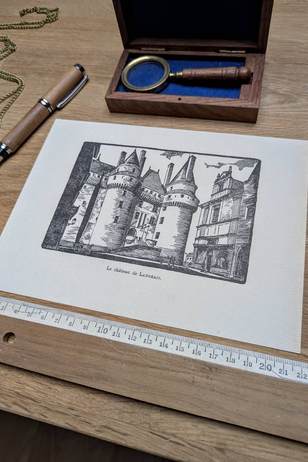 The Château de Langeais, printed in 1933, vintage engraving