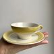 Lot de 4 tasses et sous-tasses jaune canari moulin des loups années 50