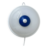 Vintage glass blue and white wall lamp sconce , 1970s