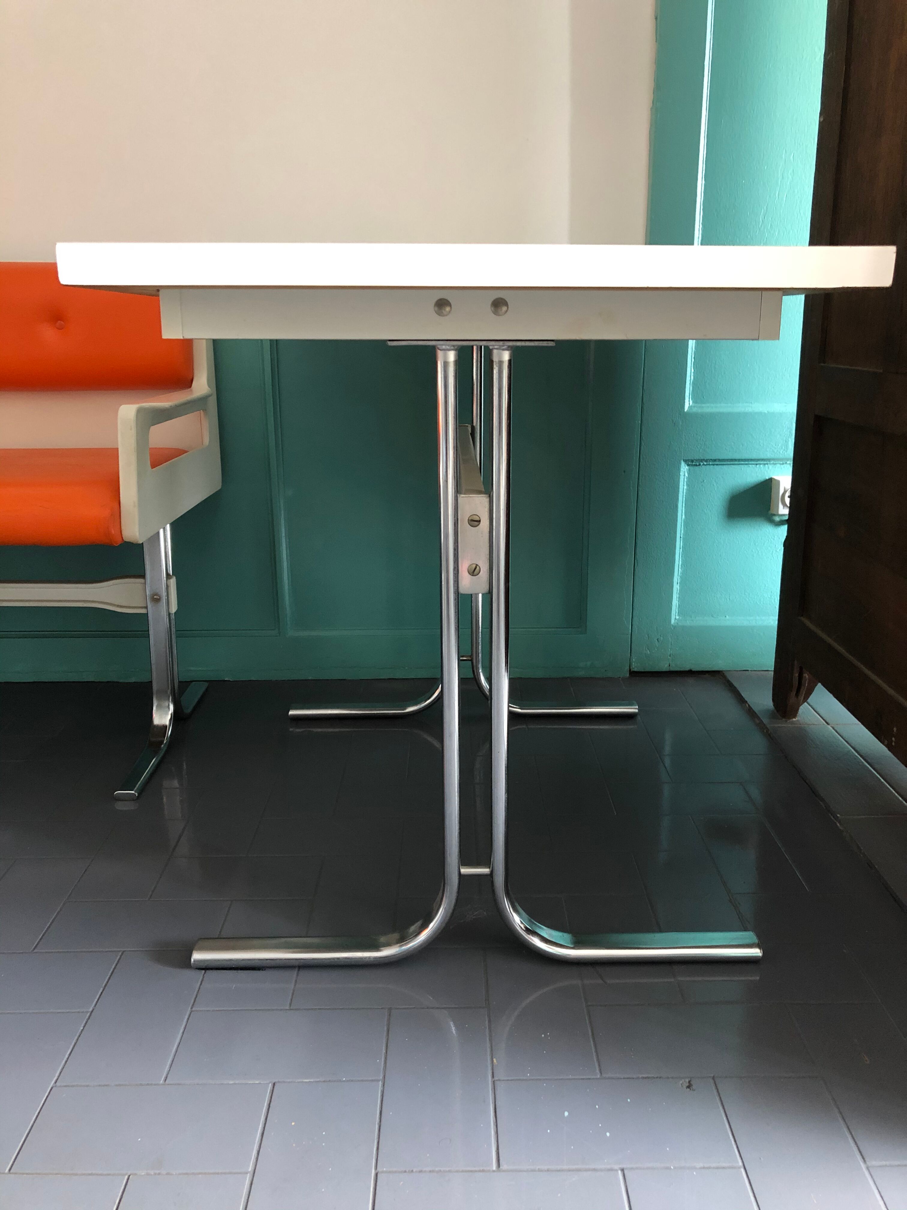 Vintage dining area bench and matching table