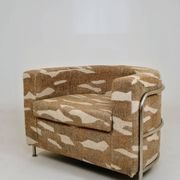 Vintage Bauhaus Club Chair Jacquard & Chrome, Fully Restored 