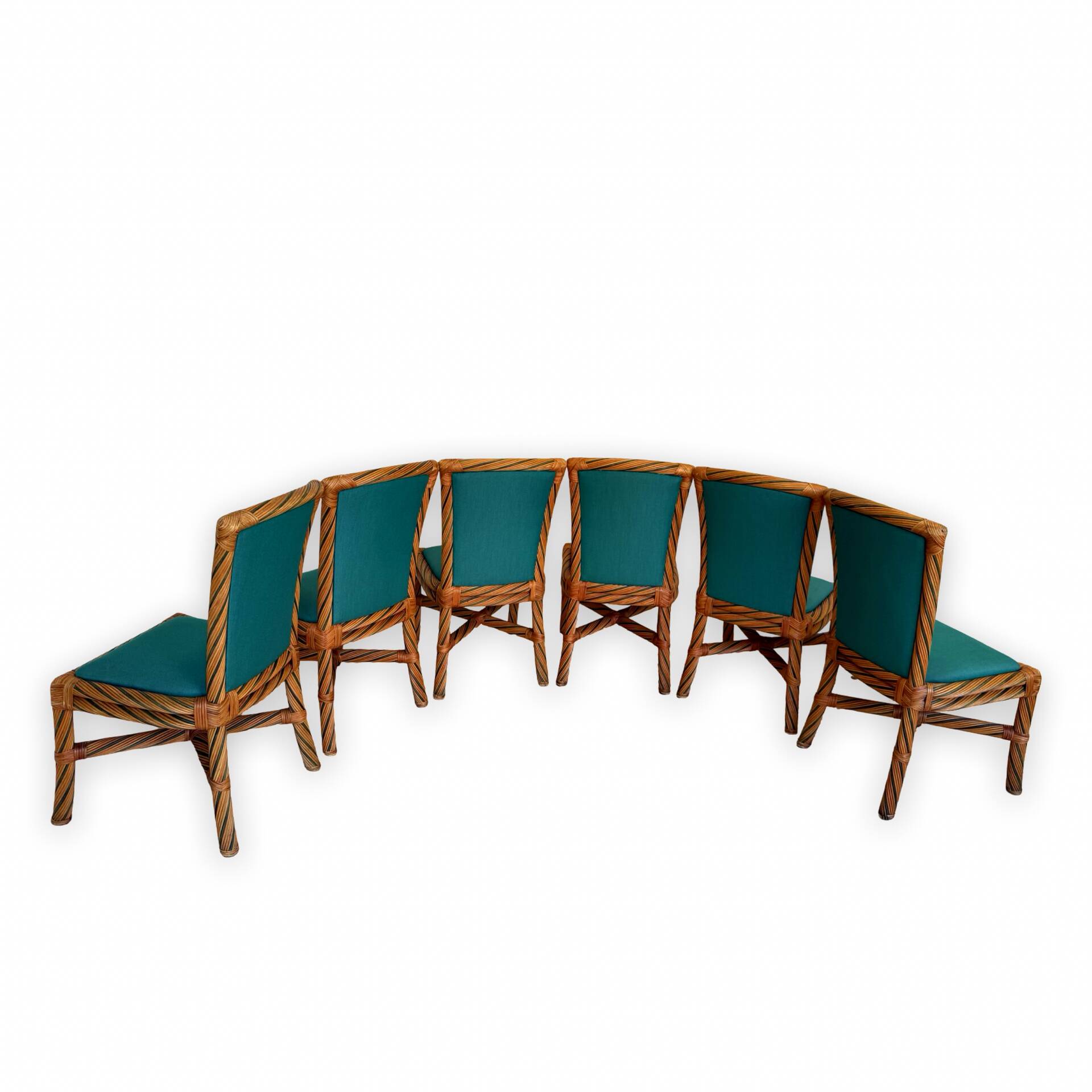 Set of six vintage bamboo and rattan dining chairs