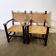 Pair of custom made oak and rattan armchairs, France, 1940s