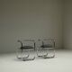 Set of 2 chrome side chairs, 1970s Italy.