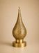 Handmade brass table lamp with a perforated drop-shaped shade.
