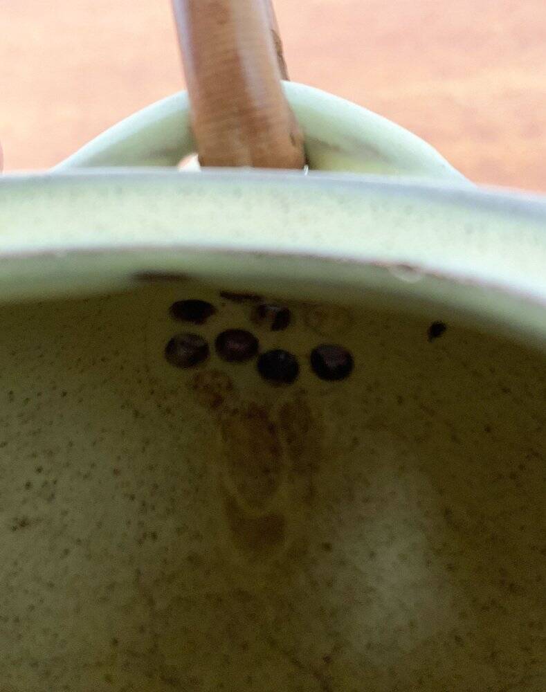 Mid-century ceramic teapot with bamboo handle, 1960s.