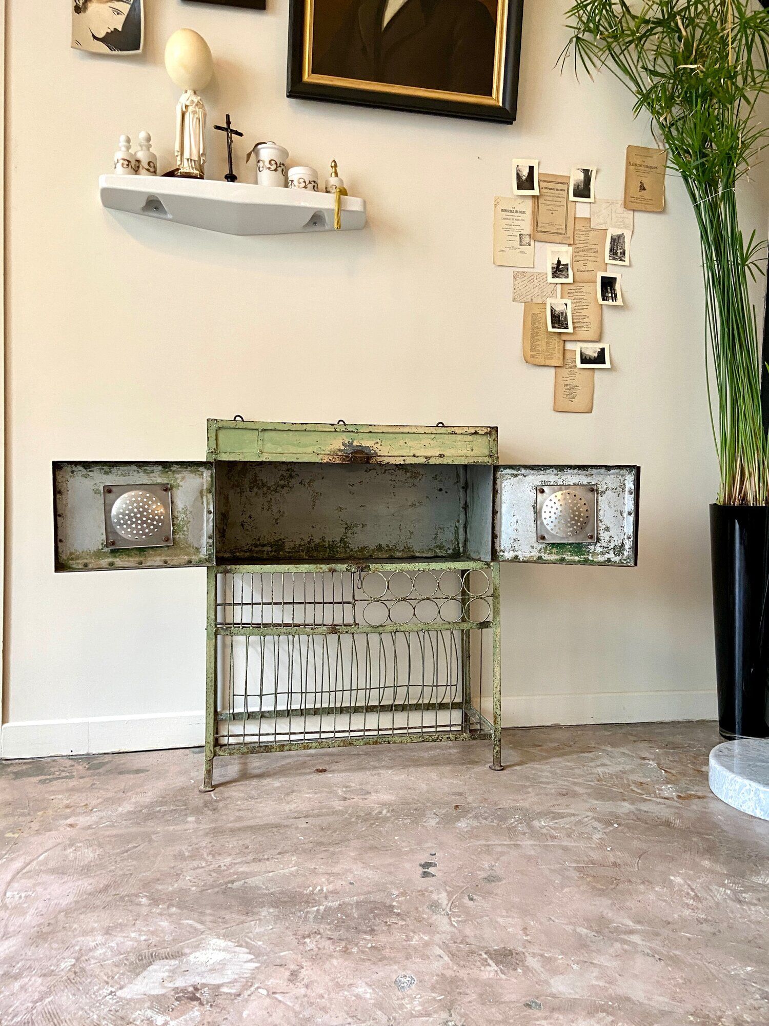 Storage cabinet in water green metal