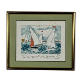 Lithograph signed by Jean Chabot depicting a regatta from the 20th century.