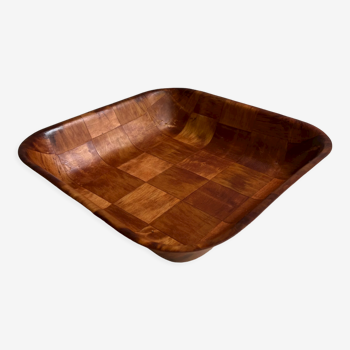 Square wood patchwork basket