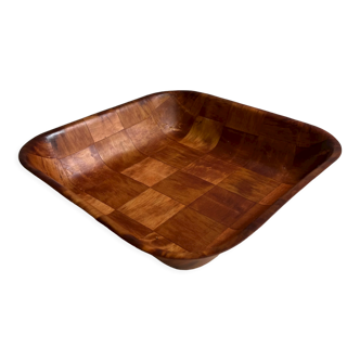 Square wood patchwork basket