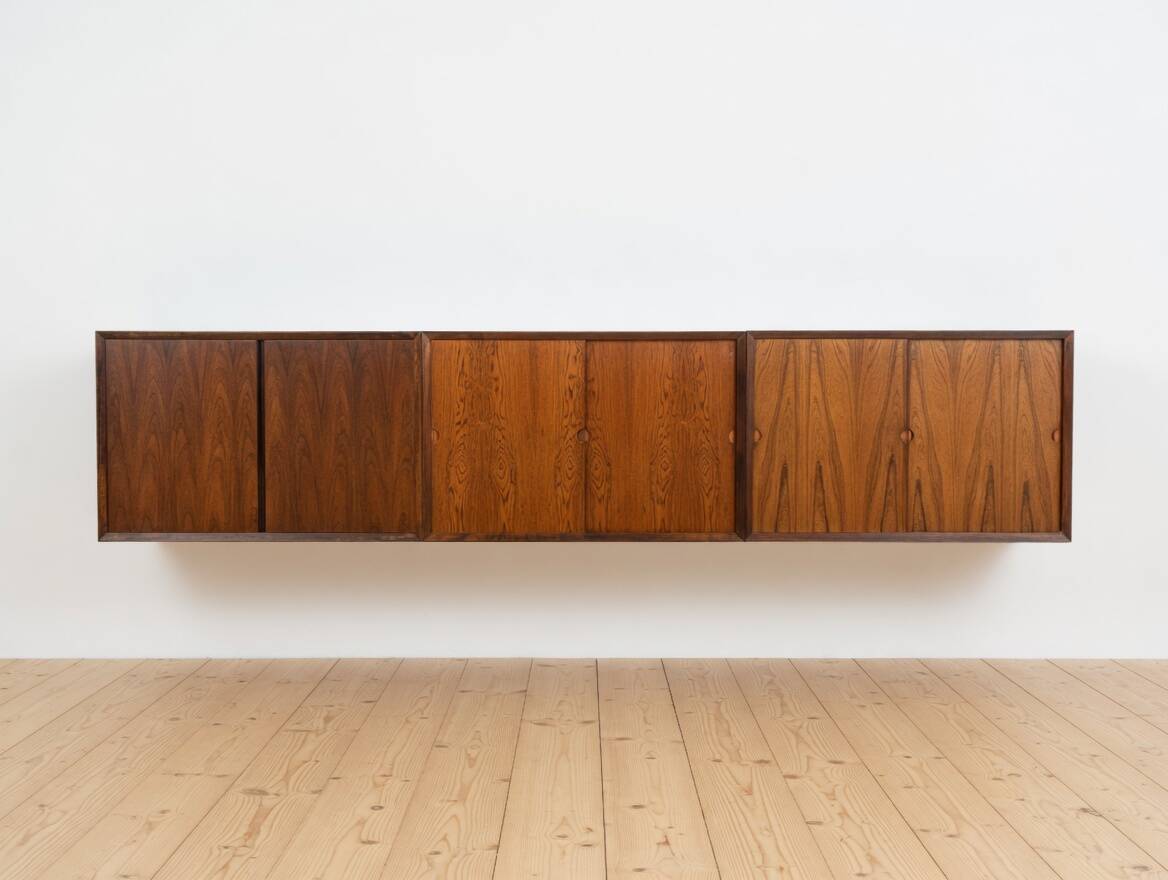 Poul Cadovius Floating Wall Mounted Rosewood Sideboard By CADO, 1960s.