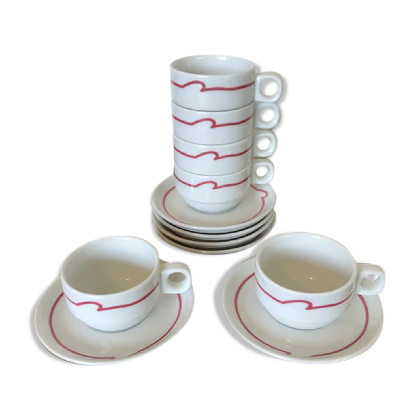 Set 6 espresso cups and vintage saucers Schonwald