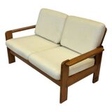 Canapé vintage deux places en pin des années 70 au design minimaliste