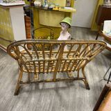 Vintage rattan bench 70