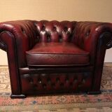 Chesterfield armchair burgundy leather