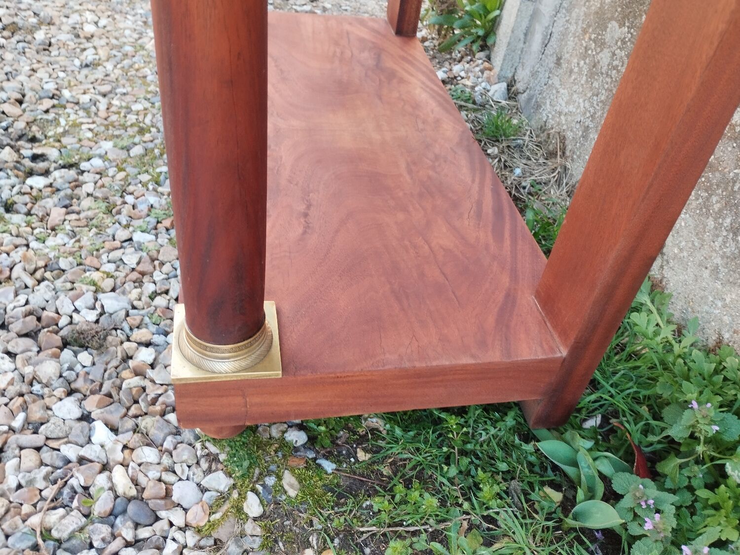 Console in old Empire style with a wooden frame and marble top.