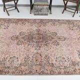Tapis Rose 266x173 cm Tapis Vintage Rose Pastel, Tapis en Laine Fait Main.