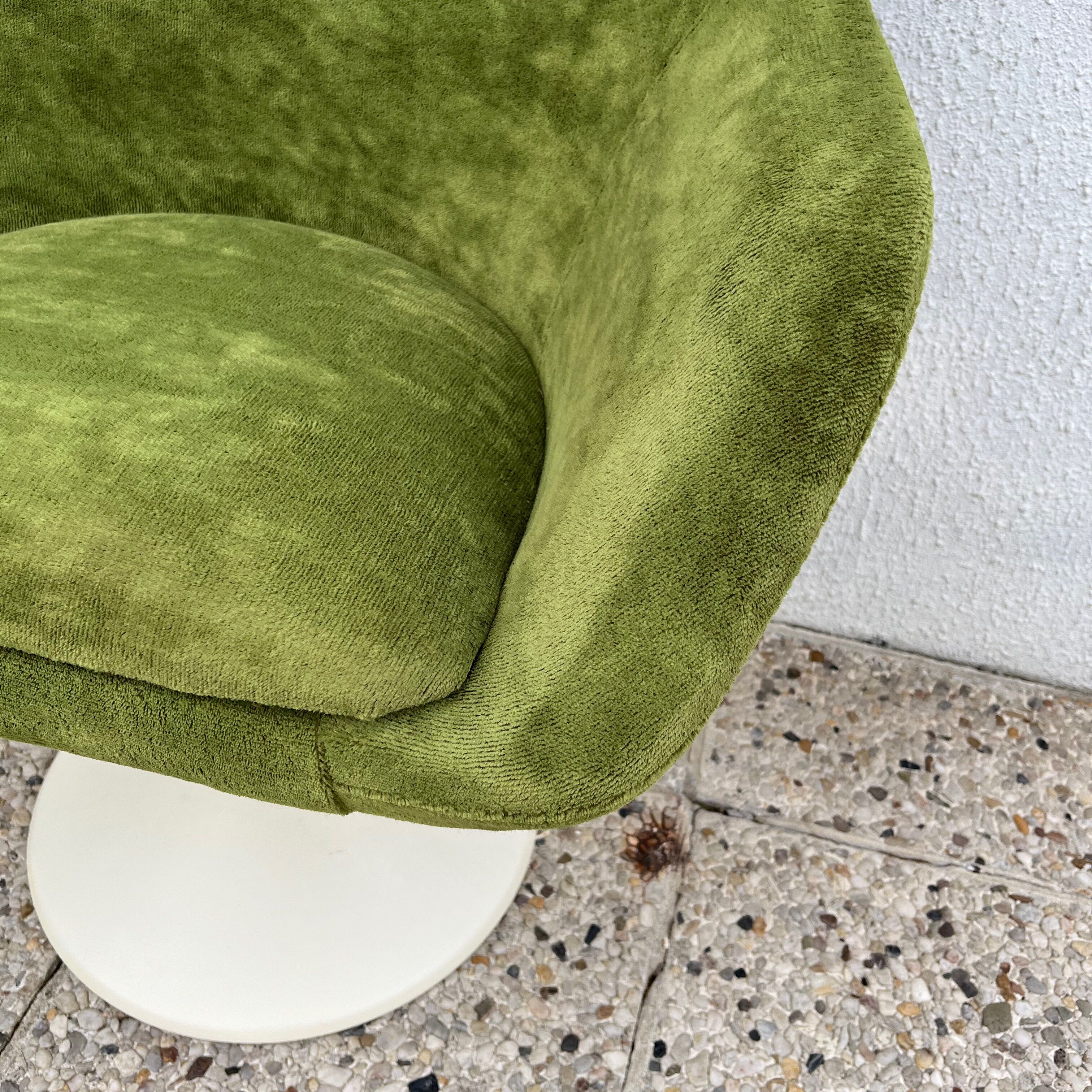 Lot de 2 fauteuils pivotant en velours vert