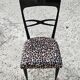 Set de 6 chaises salle à manger Mid Century laque noire peluche imprimé léopard